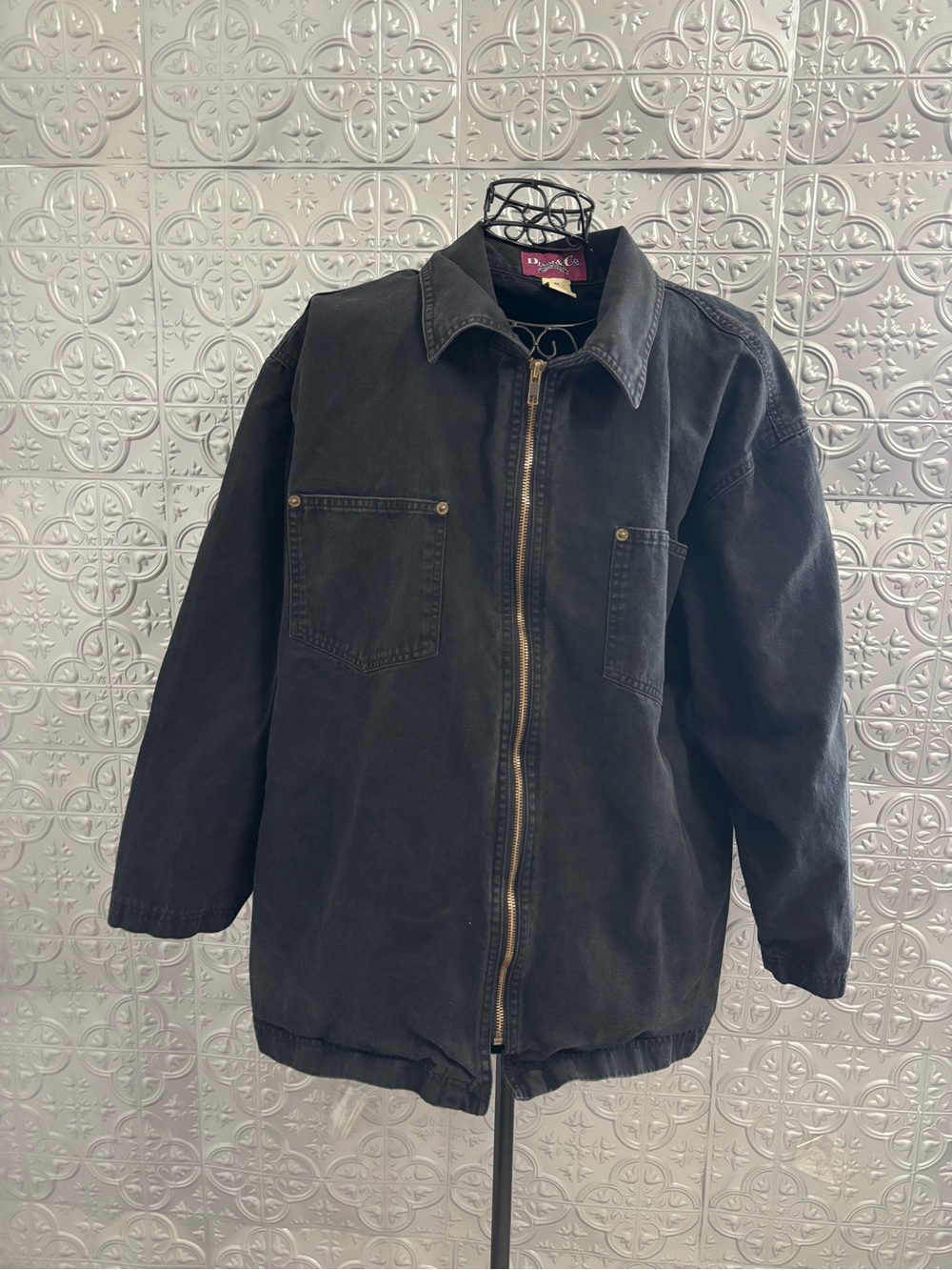 Denim & Co. Vintage 80s soft jean denim long sleeve zip light bomber jacket